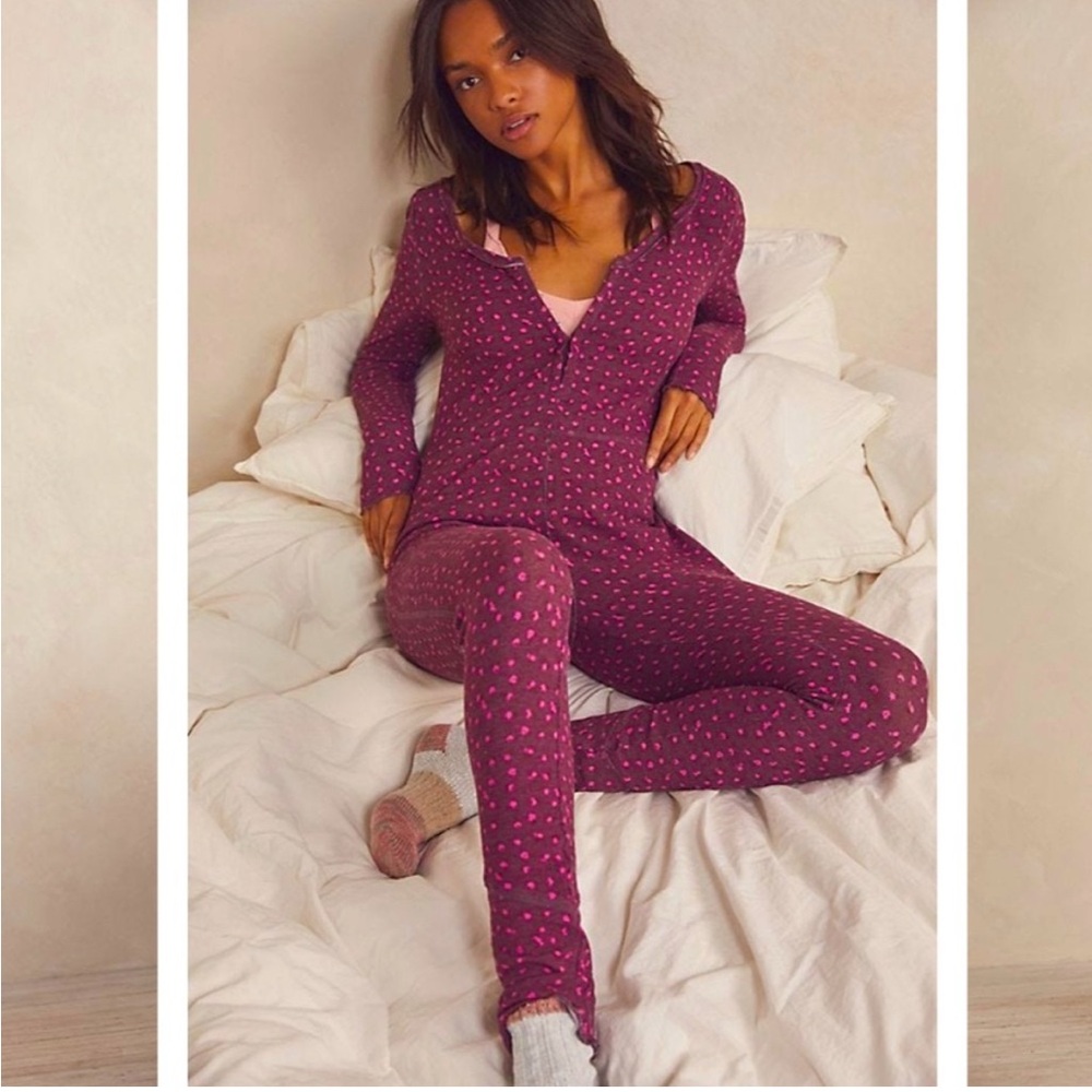 FREE PEOPLE FLORAL HOME ALONE LONG JOHN ONESIE JUMPSUIT